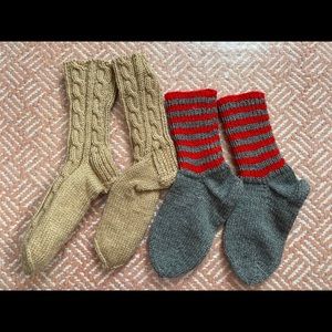 2 pairs hand knit socks